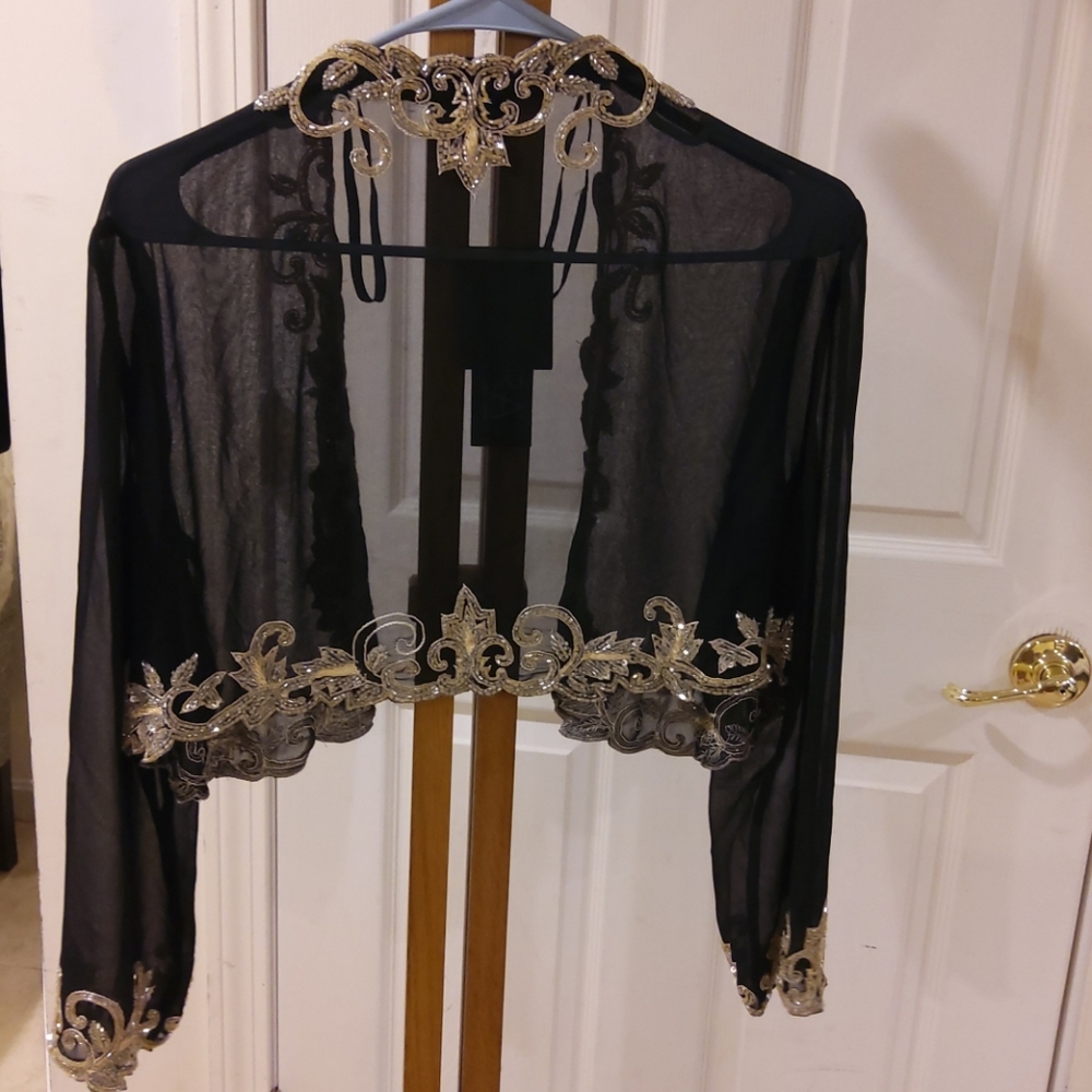 JKARA black sheer top/blouse - Picture 2 of 15